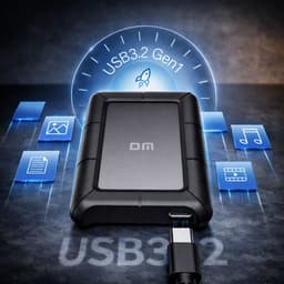 DM Externe Harde Schijf 2TB - USB C - Stootvaste Draagbare HDD - Hoge Opslagcapaciteit - Zwart — thumbnail 3