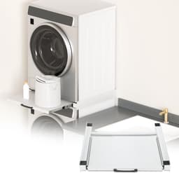 Tussenbouwframe Droger Wasmachine - Verbindingsframe Wasmachine Droger - Ruimte Besparen - Met Plank - 60 x 60 cm - Wit — thumbnail 1