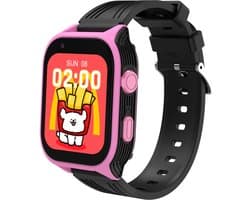 DrPhone KidsTimeX14 – 4G Kinder Smartwatch met GPS - WhatsApp – Videobellen – Bluetooth – Hotspot – SOS – Nederlandse Mobiele App - Camera & 1.83” HD Touchscreen – Simkaart Slot - IP67 Waterdicht - Roze/Zwart