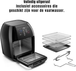 RVV® Airfryer xl - Airfryer xxl - Heteluchtfriteuse -10 Liter - XL familiemaat - Zwart- 31cm x 31cm x 38cm ‎ — thumbnail 8