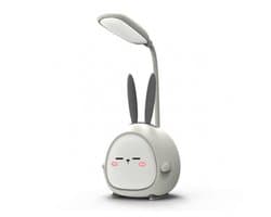 Mini draagbare LED-nachtlamp in de vorm van een konijn - Opvouwbare, oplaadbare leeslamp met USB-aansluiting - Geschikt voor slaapkamers en kinderkamers - Grijs konijn
