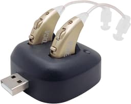 Oplaadbare Achter-het-Oor Versterker met USB-Dock - Premium Goud — thumbnail 1