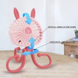 Creatieve Wandelen Ventilator met LED Licht - Oplaadbare Handheld Ventilator met Flexibele Clip en Draaibare Functies — thumbnail 4