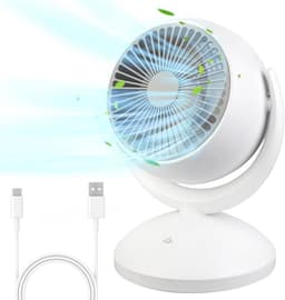 Stille tafelventilator met 4 snelheden en 120° helling instelbaar voor optimale luchtcirculatie in kantoor, slaapkamer en woonkamer — thumbnail 5