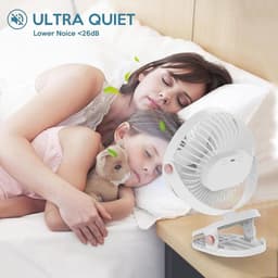 Draagbare Klemventilator met 5 Snelheden en 720 Graden Draaibaar, Oplaadbaar en Stil voor Thuis en Kantoor — thumbnail 1