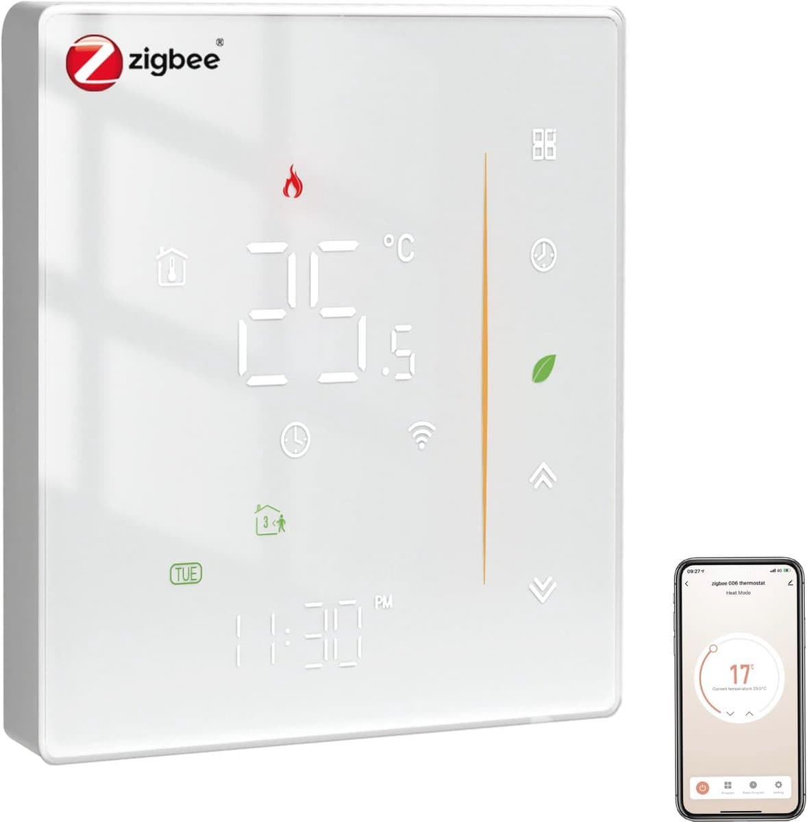 Zigbee Slimme Thermostaat voor Vloerverwarming - Digitaal en Programmeerbaar, Compatibel met Alexa en Google Home — afbeelding 1