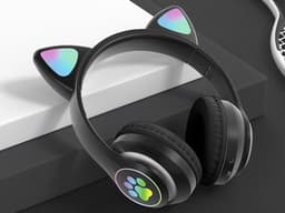 Draadloze Bluetooth Koptelefoon met FM, MP3 & LED Kattenoren–bluetooth koptelefoon–bluetooth headset– Draadloze Koptelefoon voor Kinderen–Led Verlichting –Katten Oortjes–zwart–55640 — thumbnail 3