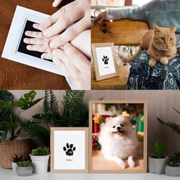 2 stuks - Baby handafdruk - Baby voetafdruk - Inktafdruk - Incl. 2 Fotolijstje en 4 Witte Kaartjes - Baby afdrukset - Babyshower Cadeau - Pootafdruk Hond & Kat - Veilig voor baby-aandenken - Zwart — thumbnail 4