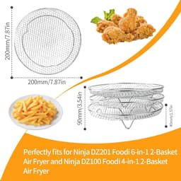 Set van 3 stapelbare manden voor airfryer met 2 tangen - Roestvrij Stalen Rekken voor Luchtfriteuse — thumbnail 2