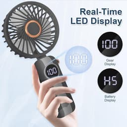 Draagbare mini-ventilator met LED-display en 5 snelheidsinstellingen - Oplaadbare nekventilator voor onderweg — thumbnail 4