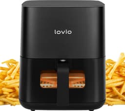 LOVIO PureFry Airfryer – 5L Heteluchtfriteuse – Stoomfunctie – Touchscreen – 1450W – Zwart — thumbnail 3