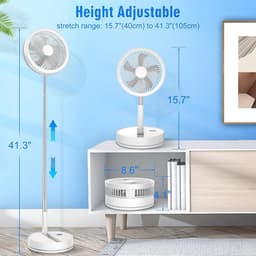 Stille Oscillerende Ventilator met Afstandsbediening - 9 Inch Mini-USB Tafelventilator met Timer - Draagbare Ventilator voor Slaapkamer, Kantoor en Camping — thumbnail 3