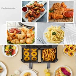 Airfryer Rek - 3 stuks gelaagde dehydrator rekken - RVS grillrek Rechthoekige - airfryer grillrooster - met clip en verhoogde voetjes - Geschikt voor Ninja Dual Airfryer — thumbnail 5
