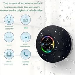 Ynkkvre -Bluetooth Luidspreker Douche Speaker Draadloze Draagbare Mini Hoorn Speaker Zuignap voor Badkamer Bass Stereo Trompet Draadloze Ondersteuning LED Licht voor Douche Thuis en Buiten — thumbnail 2