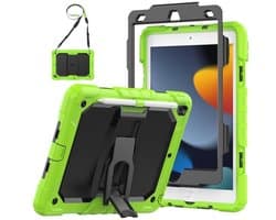 Schokbestendige Hoes voor iPad 9e/8e/7e Generatie 10,2 inch - Met Schermbeschermer, Opvouwbare Standaard en Pennenhouder - Groen