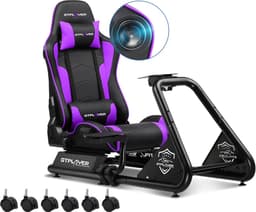 GTPLAYER - Simulator Cockpit - Met Luidsprekers en Stuurwiel Steun - Paars — thumbnail 1