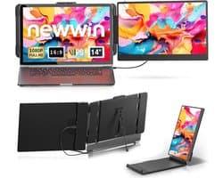 Dubbel Scherm Laptopmonitor 15,6 inch FHD 1080P IPS - Uitbreiding voor Laptops van 13 tot 17,3 inch - Compatibel met Windows, Mac, Chrome en PS5