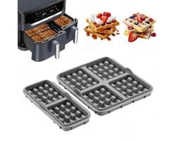2 stuks wafelinzetstukken - geschikt voor Philips Airfryer 3000-serie (6L/3L) & Tefal EY9018 Airfryer - grijs — thumbnail 1