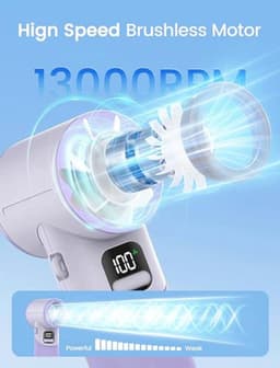 Draagbare Turbo Fanfan met 5 Snelheden - Oplaadbare Mini Ventilator voor Binnen en Buiten - Ideaal voor Reizen en Kamperen - Lila — thumbnail 3