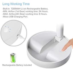 Draagbare Accu Ventilator - Opvouwbare Tafelen Vloer Ventilator met 4 Snelheden en 8 Inch Blad — thumbnail 4