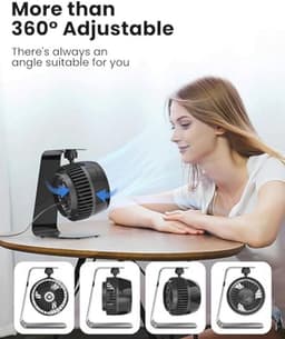 Metalen USB-bureauventilator - 4 inch mini ventilator met turbo-luchtcirculator, 1,8 m sterke luchtstroom, 3 snelheden, 360° kanteling, stil op 35dB voor thuis en kantoor — thumbnail 1