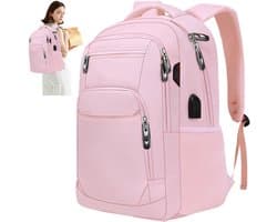 OKWISH Reistassen - Rugzak, Laptop Rugzak, Travel Rugzak, Grote Capaciteit Rugzak, 18 Inch Rugzak, Lichtgewicht Grote Capaciteit Rugtas, Backpack Voor Werk En Reizen, Met Veel Vakken, Roze, Oxford-Stof