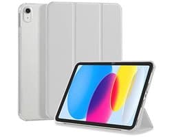 4UBonLife Hoes voor iPad (A16) 11e generatie 11 inch 2025/ iPad 10e generatie Case 10,9 inch 2022, Slank Hard Rug Beschermhoes, Smart Folio Case Doorschijnende Frosted Back Cover, Lichtgrijs