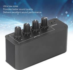 Mini Stereo Mixer met 4 Kanalen en Hoofdtelefoonuitgang - Geluidsversterker voor Microfoon en Gitaar — thumbnail 2