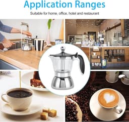 Hob Modern Clear Percolator - Stainless Steel Italian Glass - 4 Cups - Coffee Maker - Stove Mokapot - Keukenbenodigdheden — thumbnail 4