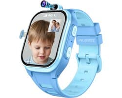 Phreeze Kinderhorloge Jongen - Smartwatch Kind - GPS Horloge Kind - Waterdicht - 4G - Met Simkaart - Belfunctie - Video - Bellen - Spelletjes - Stappenteller - Alarmen - SOS - Blauw