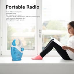 Waterdichte doucheradio, Multifunctionele draagbare AM/FM-radio met haak, ingebouwde luidspreker, op batterijen werkende radio voor badkamer, keuken en buitengebruik Dagelijks waterdicht - Cyslmuk® — thumbnail 2