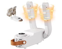 Schoenendroger - droger - Sokken- en handschoendroger - schoenen droger - Opvouwbare voetenwarmer - Droger met timer - PP - Wit