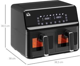 8-in-1 Airfryer met 2 Kamers en Temperatuurinstelling van 80-200°C, 2500W, Antiaanbaklaag en Digitale Timer — thumbnail 3