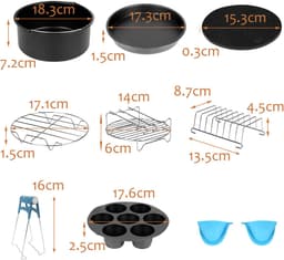 12 stuks 7 inch accessoires voor heteluchtfriteuse met antiaanbaklaag, machinewasbaar, voor siliconen bakvorm accessoires voor heteluchtfriteuse — thumbnail 2