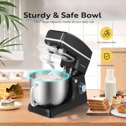 7.5 Quart 660W 6-Speed Stand Mixer - Zwart — thumbnail 2