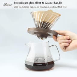 Pour Over Koffiezetapparaat - Borosilicaatglas - 600 ml Capaciteit - Inclusief 100 V02-papierfilters - Voor Thuis en Camping — thumbnail 3