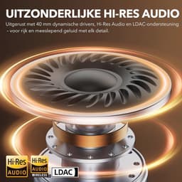 1Mii Y8+ Active Noise Cancelling Headphones, Wireless LDAC Hi-Res Audio with Adjustable EQ, 75 Hours Playtime, Over-Ear Bluetooth Headphones, Comfortable, Foldable Black — thumbnail 2