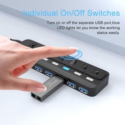 7-Poorts USB 3.0 Hub Splitter met Individuele Aan/Uit Schakelaars en LED Indicatoren — thumbnail 5