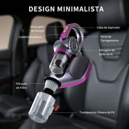 Draadloze Handstofzuiger 4-in-1 – 8500Pa Krachtige Zuigkracht – Met UVC UV-Lamp – Type-C Oplaadbaar – Voor Auto, Huis en Meubels – Paars — thumbnail 5