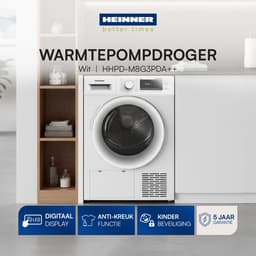 Heinner Warmtepompdroger - 8 KG - Wasdroger - 16 Programma's - Antikreukfunctie - LED display - Wit — thumbnail 4