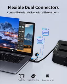 Externe Harde Schijf Dock - Opslagstation - Data Back-up - Offline Klonen - 20TB Capaciteit - Zwart — thumbnail 2