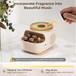 3 in 1 Vintage Bluetooth Speaker - Met Aromaschotel, Sfeerverlichting en Platenspeler Uiterlijk - Decoratief voor Huis & Kantoor (Beige) — thumbnail 2