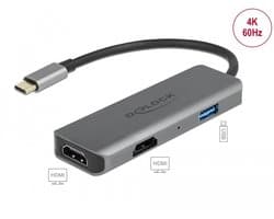 USB Type-C dubbele HDMI-adapter met 4K 60 Hz en USB-poort