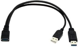 USB 3.0 Vrouwelijk naar Dubbele USB Mannelijke Y-Kabel voor Extra Stroom en Data — thumbnail 4