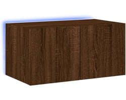 TV wandmeubel met LED verlichting 60x35x31 cm bruin eiken, muurkast, tv kast, zwevend tv meubel