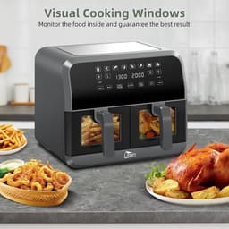 Dubbele Heteluchtfriteuse XL 8L - Dual Zone Airfryer met 2 Siliconen Matten & Recepten — thumbnail 3
