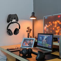 Allecto- Game-accessoires - Gaming - PS4 - PS5 - Controller - Dubbele muurbeugel voor Gamepad - Headset - Houder - Geschikt voor meerdere modellen - Zwart - Ruimtebesparende organizer voor Gamingaccessoires — thumbnail 3
