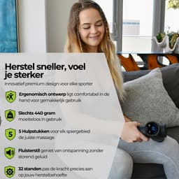 Massatico Massage Gun Compact - Professioneel en Krachtig Massage Apparaat - Massageapparaat Massagegun - Massage Pistool - Zwart - 5 Opzetstukken - 32 Standen - Met Koffer — thumbnail 3
