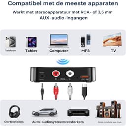QTTVBTNA -Bluetooth 6.0 - Multi Connect Bluetooth Receiver & Transmitter -Auto - TV - Bluetooth Transmitter - 2 in 1 Zender en Ontvanger - Audio Adapter — thumbnail 2