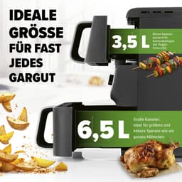 GOURMETmaxx FryUp dubbele kamer heteluchtfriteuse MultiSize - 10 l | verticale airfryer met 2 kamergroottes: minder verspilling van kookruimte | 10 programma's & led-touchdisplay | heteluchtfriteuse 2 kamers — thumbnail 12